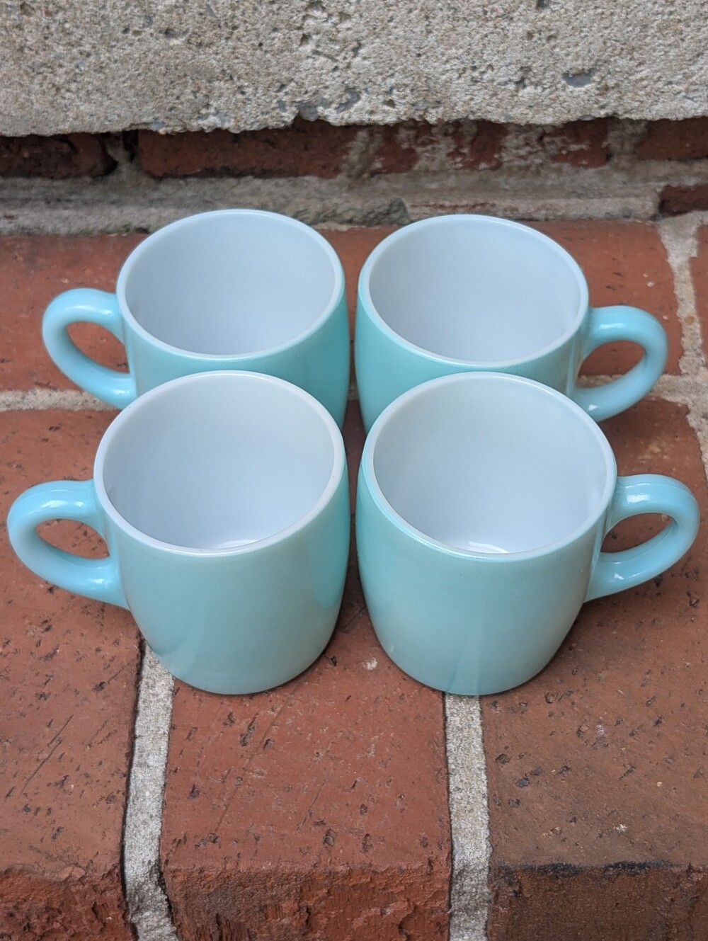 VTG Hazel Atlas Milk Glass Mugs. Set Of 4 Robin's Egg Blue, Turquoise